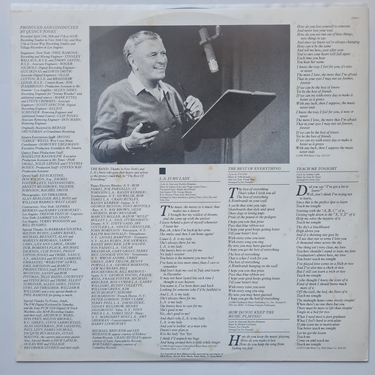 Frank Sinatra With Quincy Jones And Orchestra – L.A. Is My Lady - 1984 - Vinyl Record LP