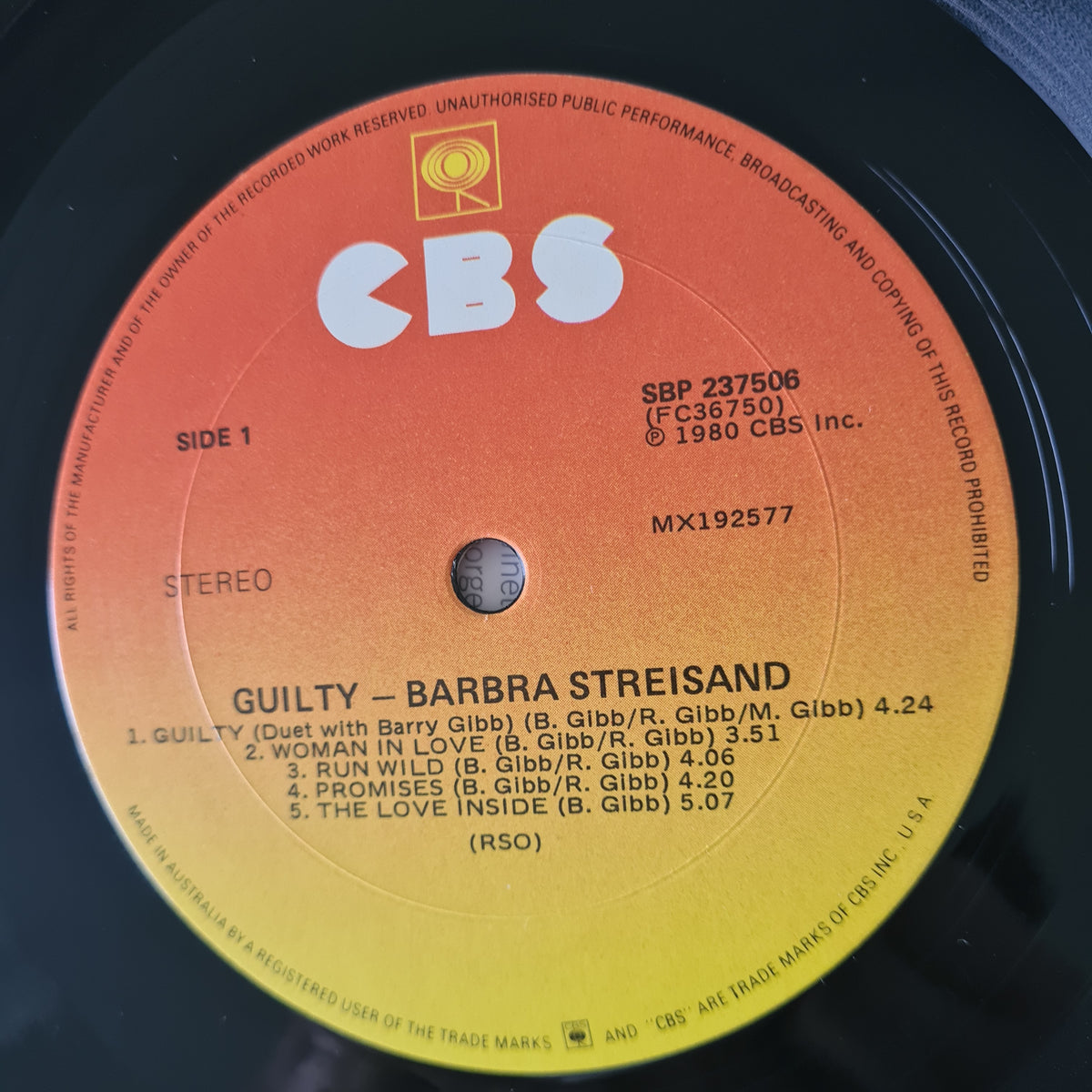 Barbara Streisand/ Barry Gibb – Guilty - 1980 - Vinyl Record LP