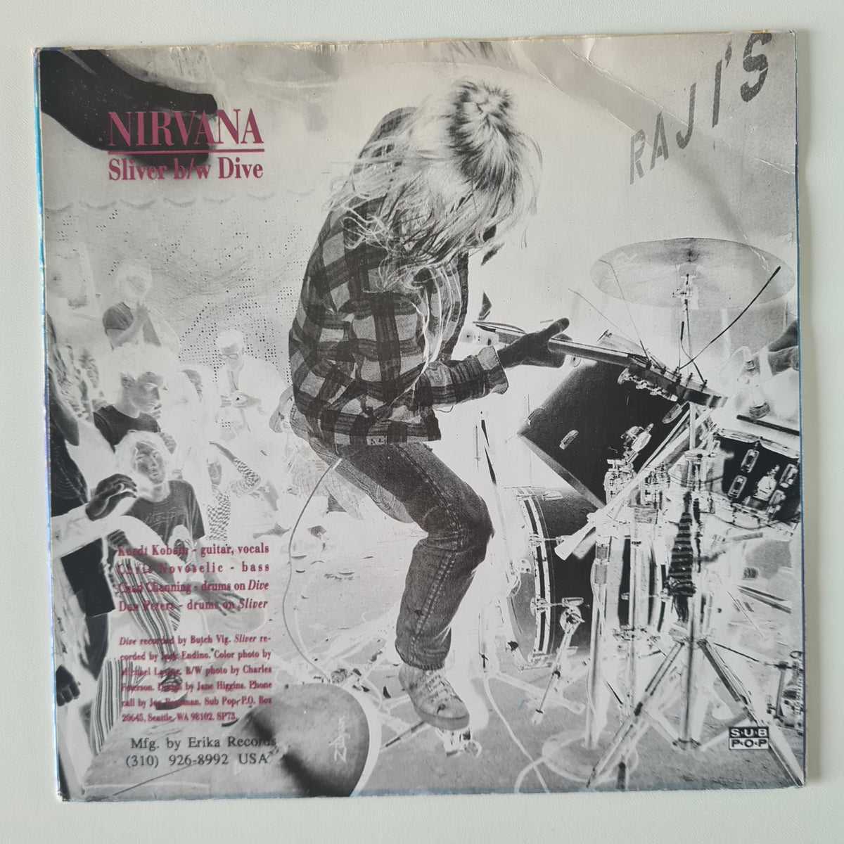 Nirvana – Sliver / Dive (Pink Translucent Vinyl) - 1990 (1990's Second USA Pressing) - Vinyl Record 7" 45RPM Single *RARE*