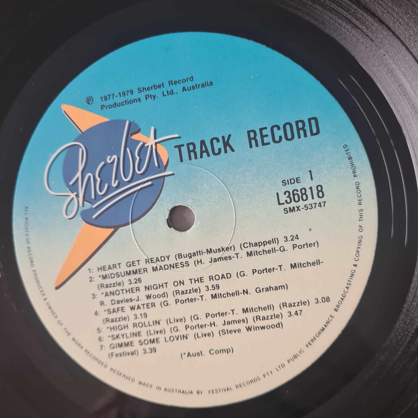 Sherbet – Track Record - 1979- Vinyl Record LP