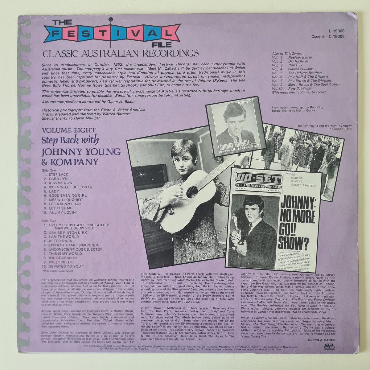 Johnny Young & Kompany – Step Back With.... The Festival File Volume Eight - 1988 - Vinyl Record LP