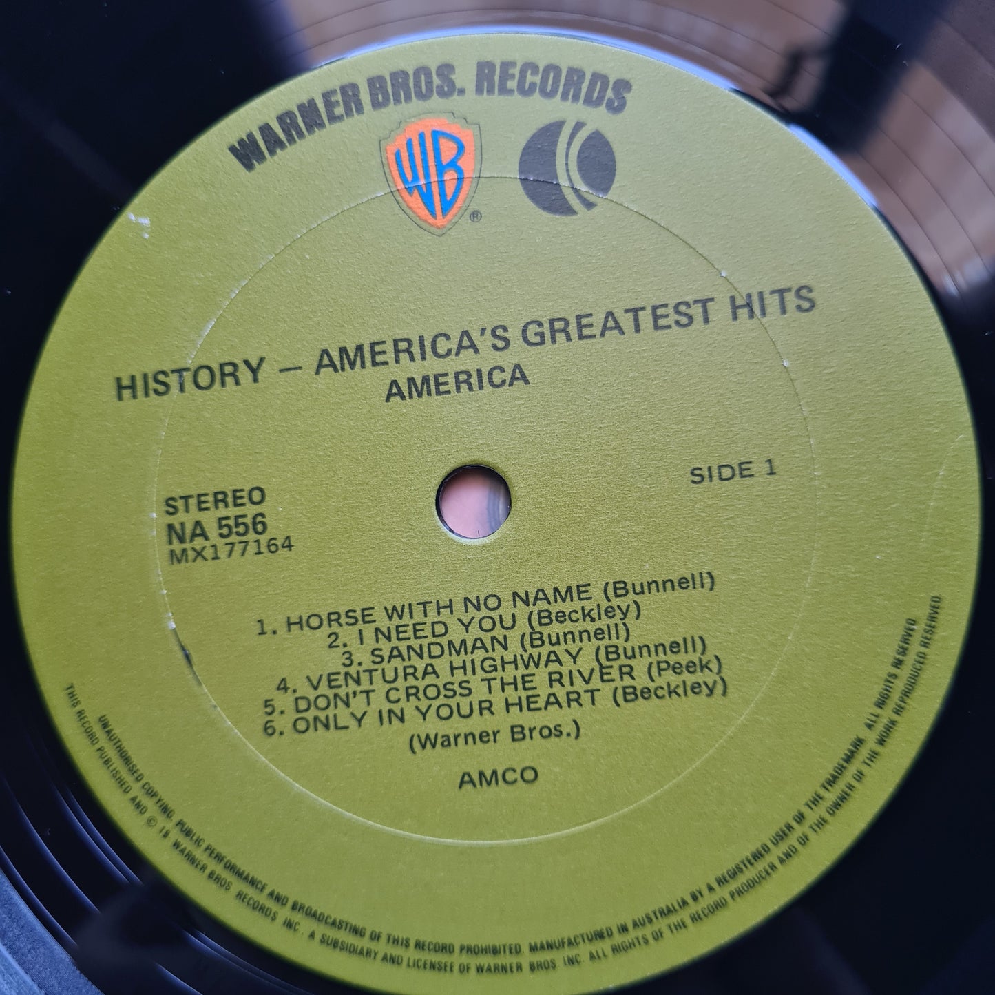 America – History: America's Greatest Hits - 1975 (1st Australian Pressing) - Vinyl Record LP