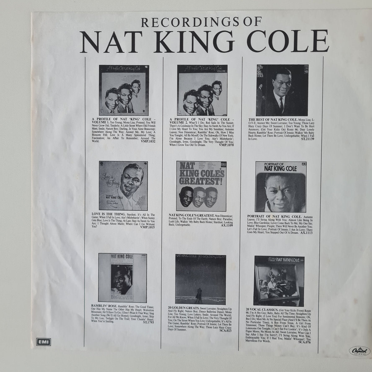 Nat King Cole – Unforgettable - 1983 - Vinyl Record LP