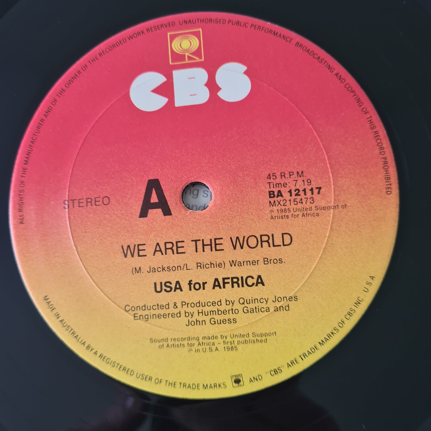 USA For Africa: Michael Jackson, Quincy Jones & Various – We Are The World - 1985 - 12" Maxi Single