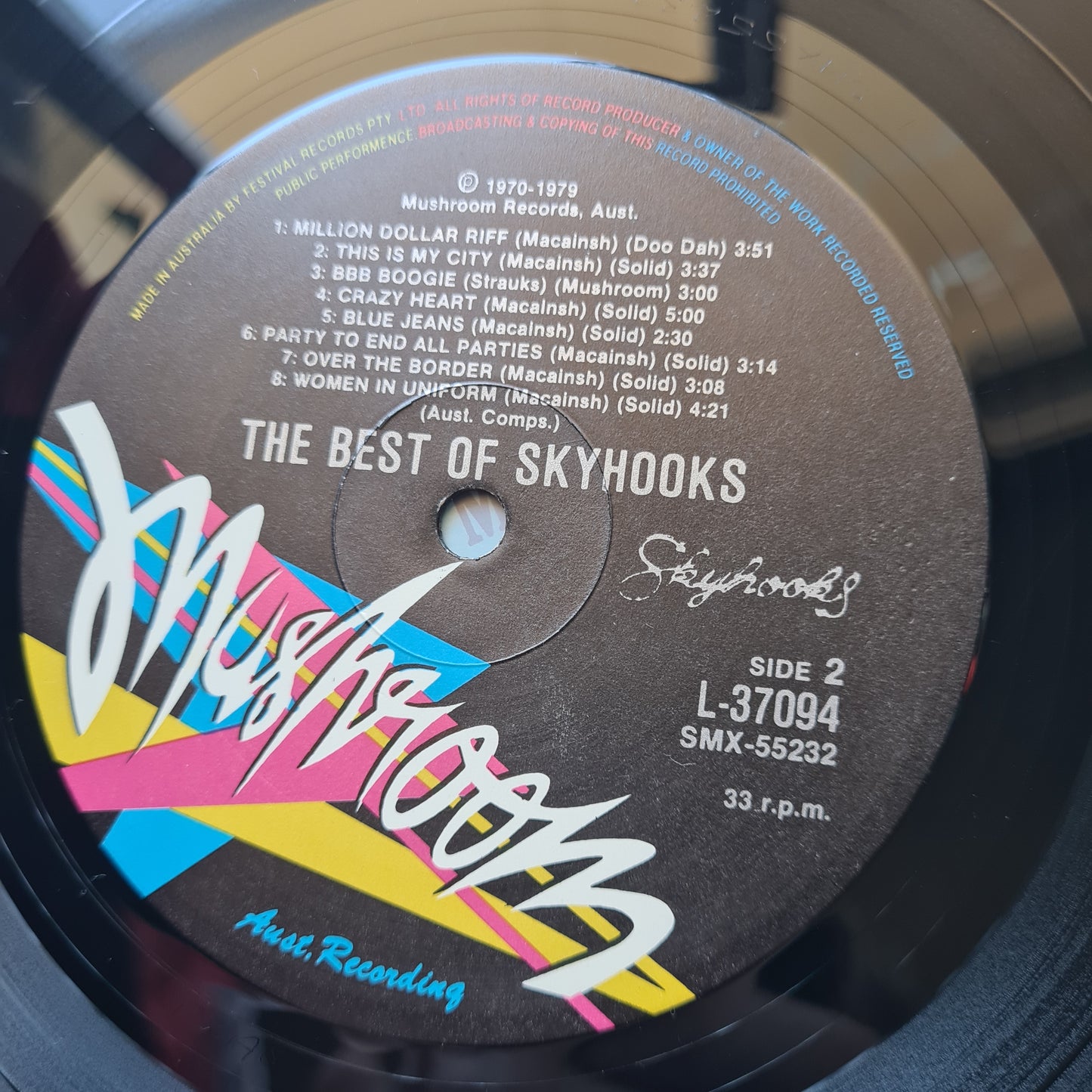 Skyhooks – The Best Of The Skyhooks - 1979 (rare 80's pressing) - Vinyl Record LP (Excellent)