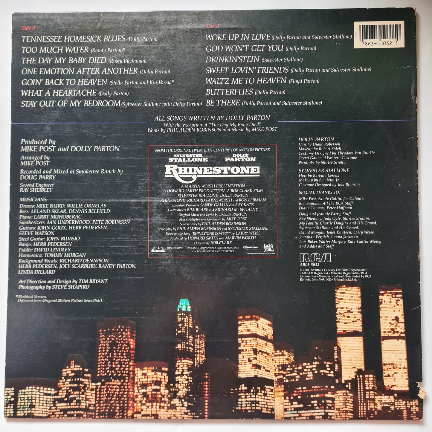 Various (Dolly Parton) - Rhinestone: Original Soundtrack From Motion Picture – 1984 - Vinyl Record LP