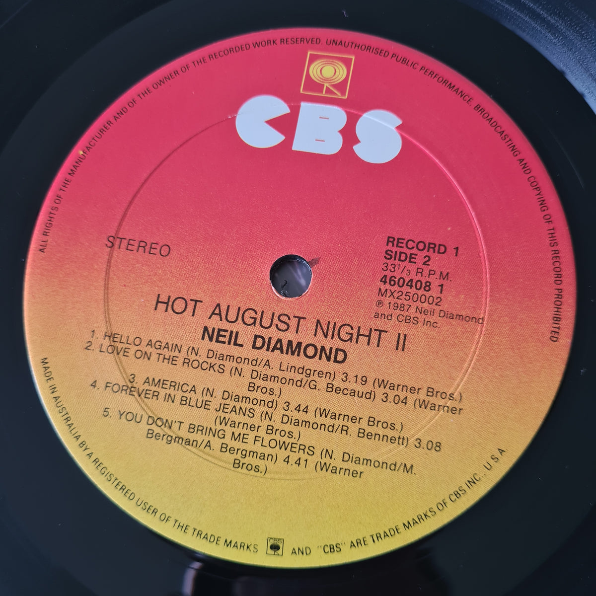 Neil Diamond – Hot August Night II - 1987 - Vinyl Record 2LP (Excellent)