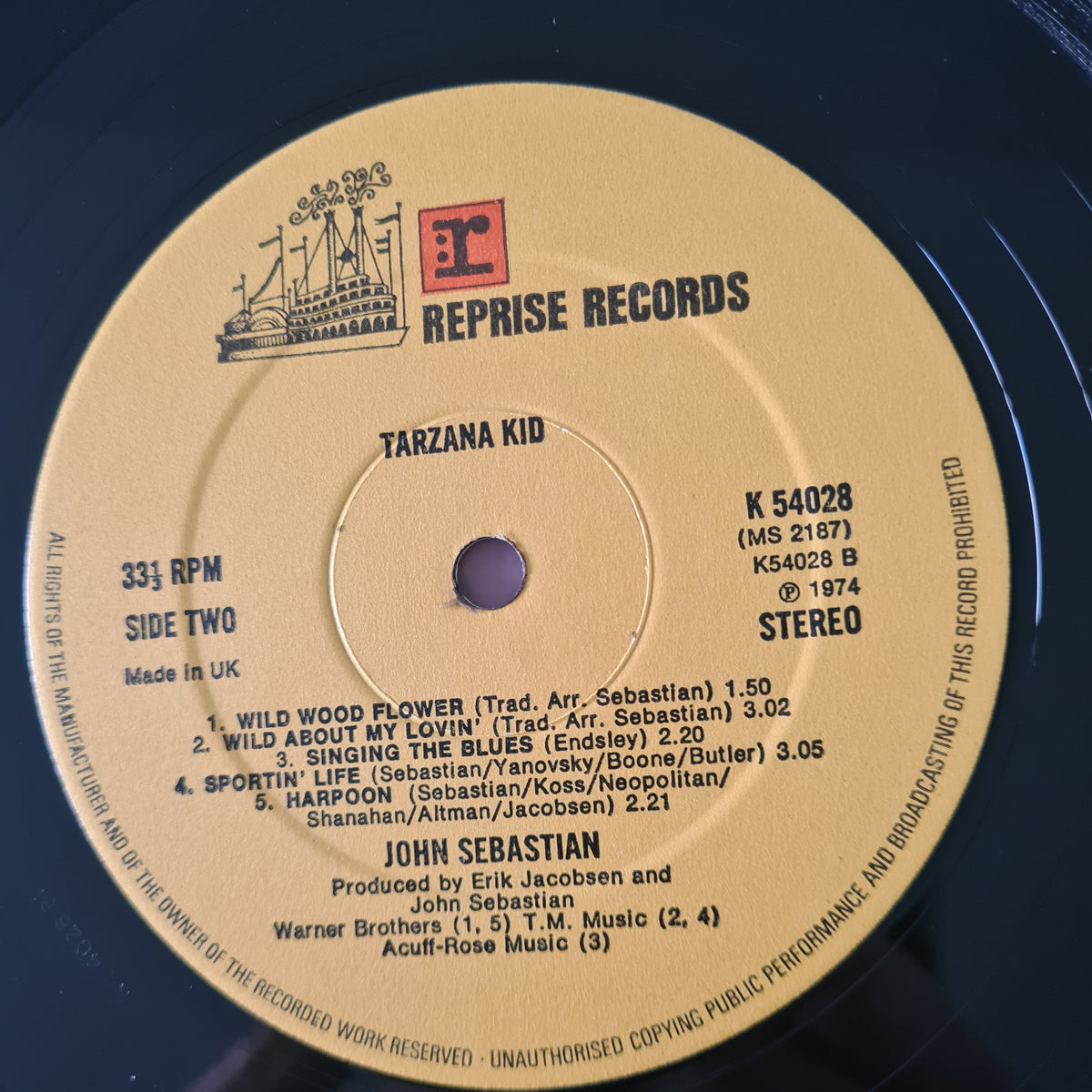 John Sebastian – Tarzana Kid - 1974 (UK Pressing) - Vinyl Record LP