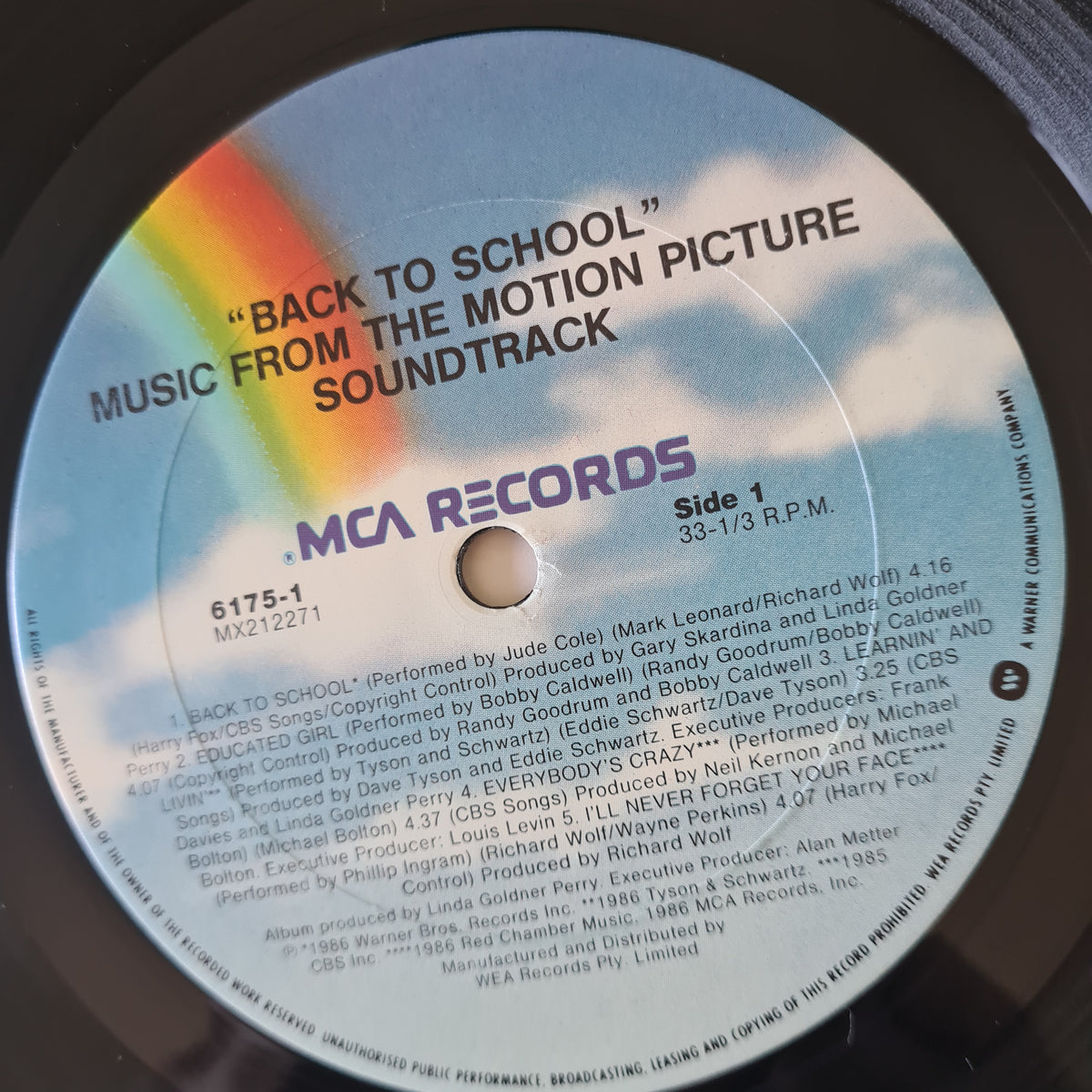 Various - Back To School: Music From The Motion Picture Soundtrack - 1986 - Vinyl Record LP (Near Mint)