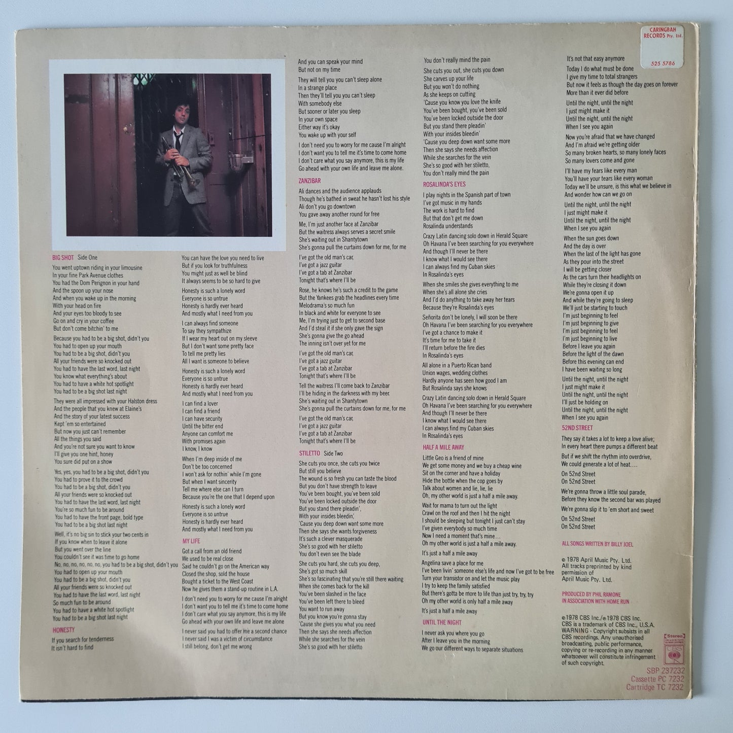 Billy Joel – 52nd Street - 1978 - Vinyl Record LP