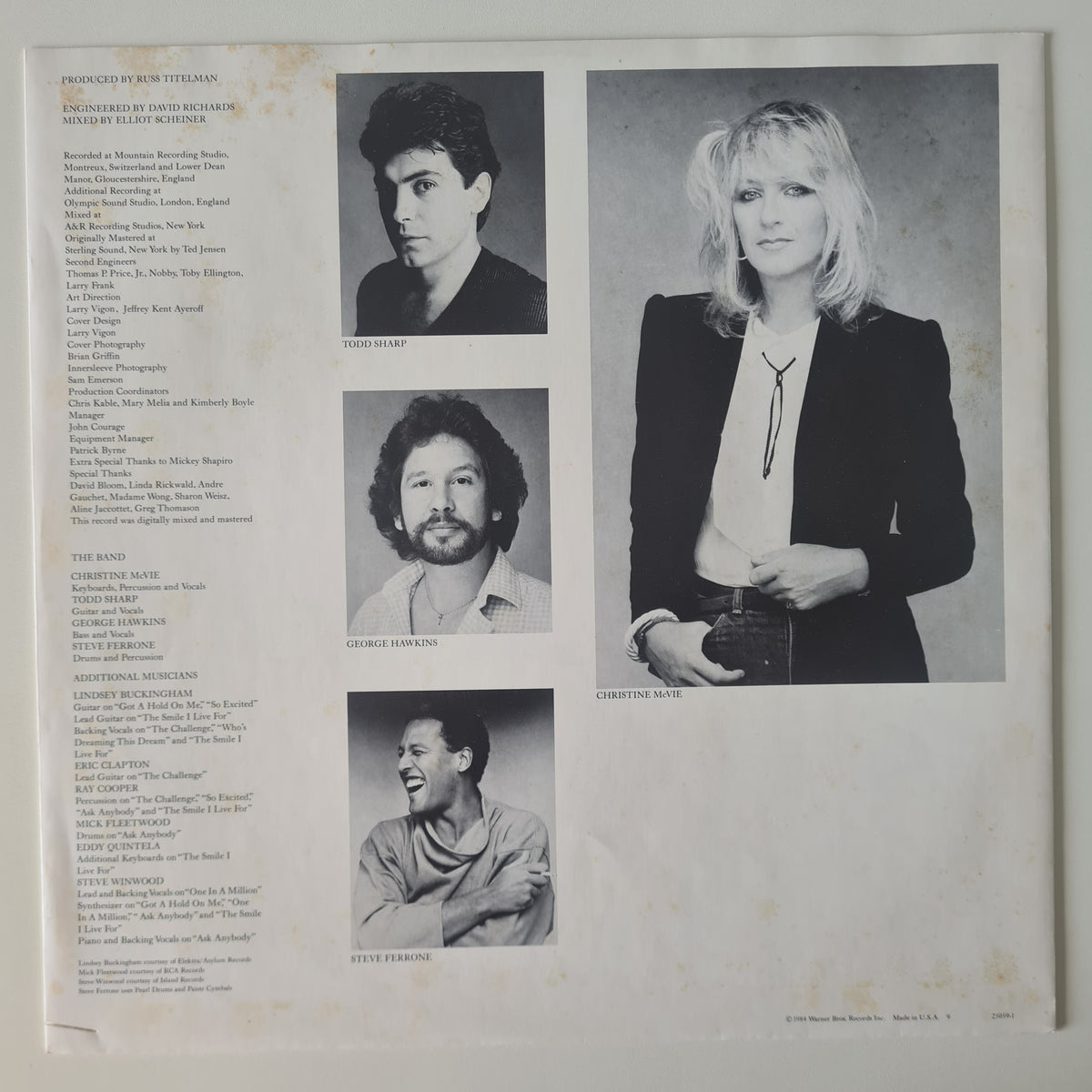 Christine McVie (Fleetwood Mac) - Christine McVie - 1984 - Vinyl Record LP