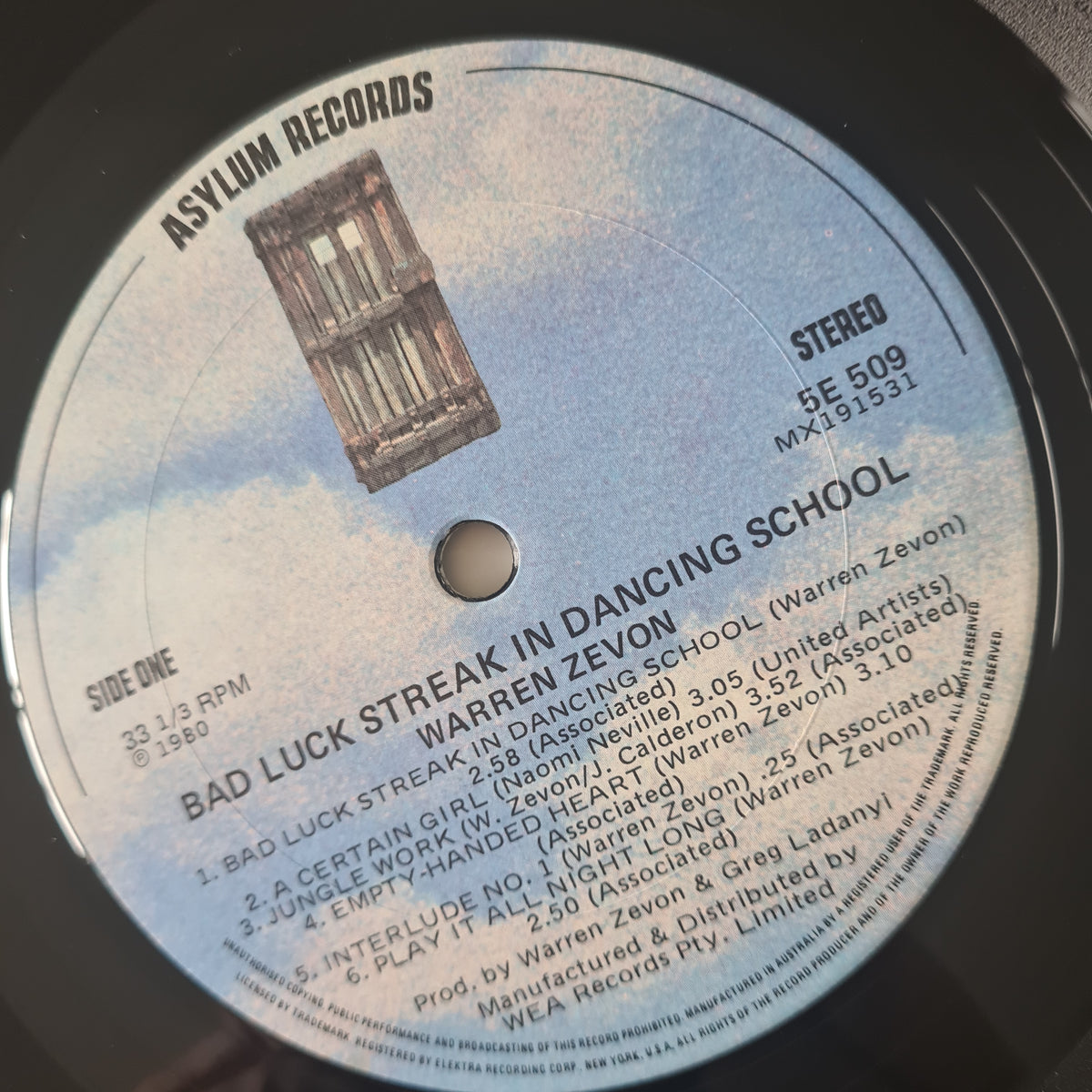 Warren Zevon – Bad Luck Streak In Dancing School - 1980 - Vinyl Record LP