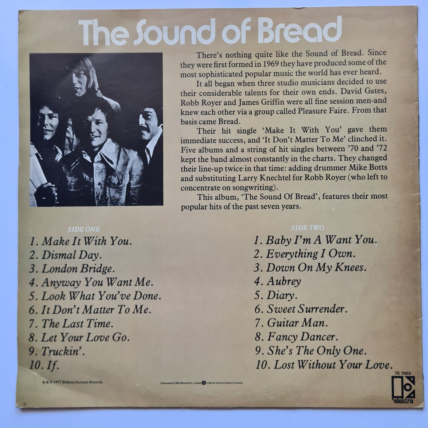 Bread – The Sound Of Bread: Their 20 Finest Songs - 1977 (1978 Australian Pressing) - Vinyl Record LP