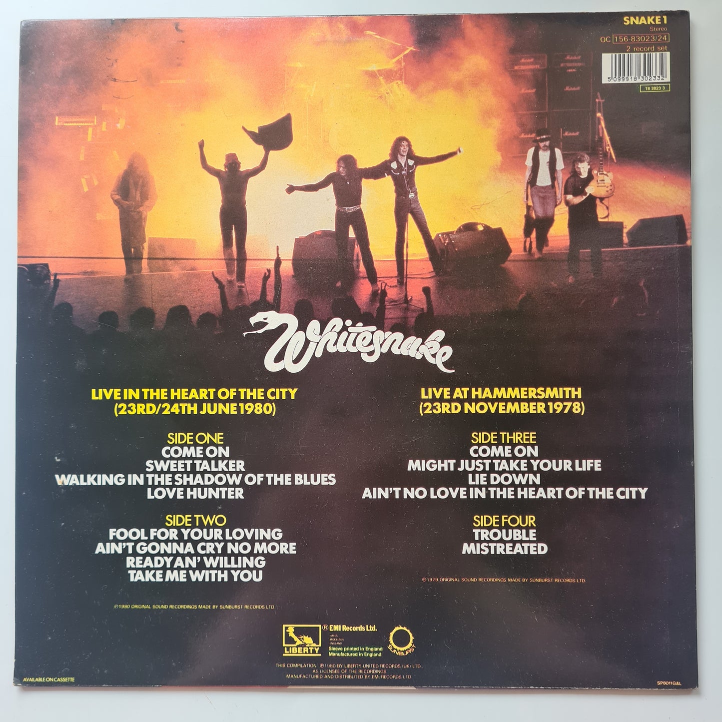 Whitesnake – Live...In The Heart Of The City - 1980 - Vinyl Record 2LP (Excellent)
