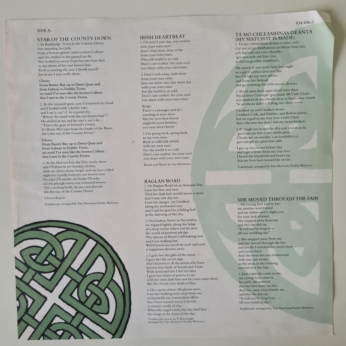 Van Morrison & The Chieftains – Irish Heartbeat - 1988 - Vinyl Record LP