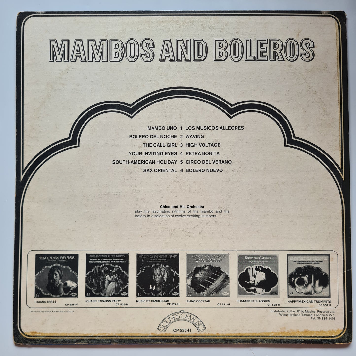 Chico And His Orchestra – Mambos And Boleros - Vinyl Record LP