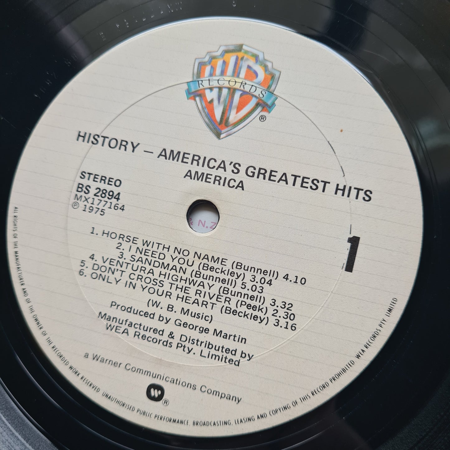 America – History: America's Greatest Hits - 1975 (Late 70's Australian Reissue) - Vinyl Record LP
