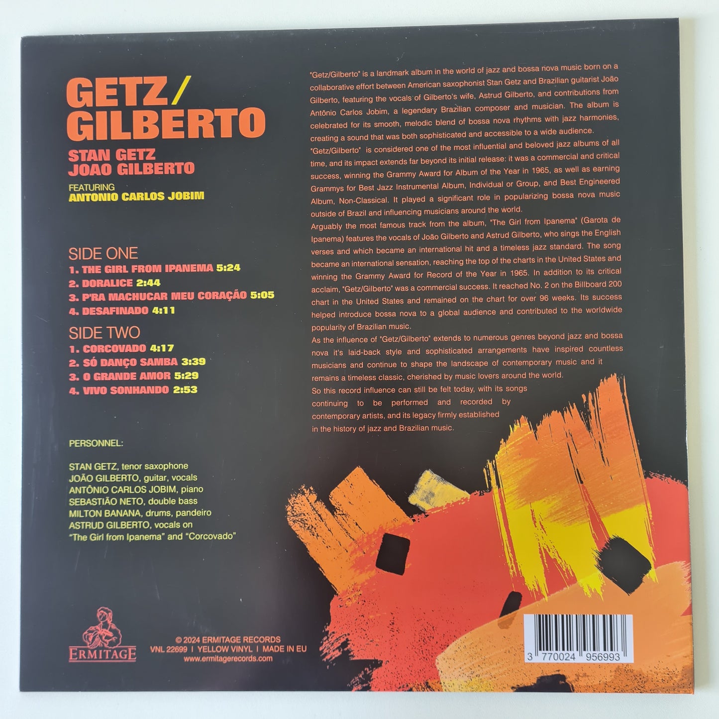 Stan Getz & João Gilberto Featuring Antonio Carlos Jobim  – Getz / Gilberto - 1964 (2024 Italian Yellow Vinyl Pressing) - Vinyl Record LP