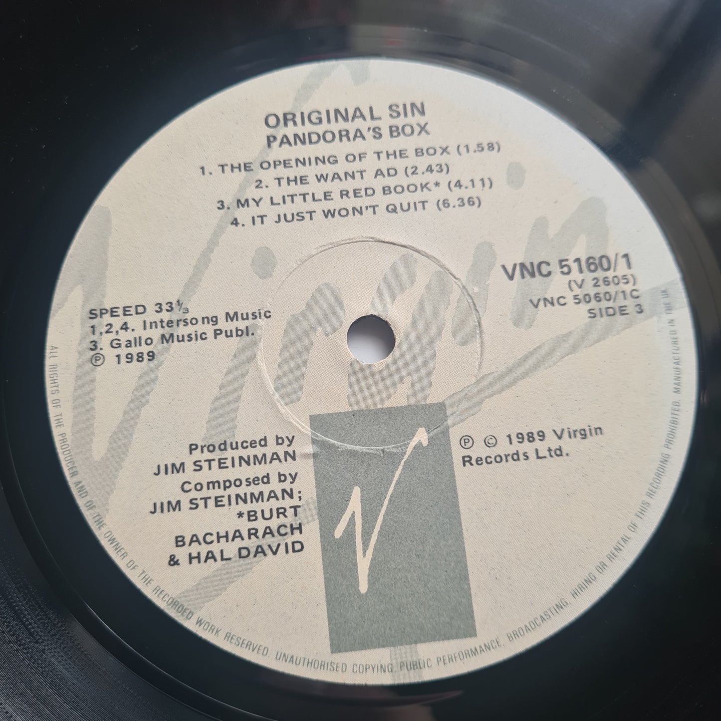 Pandora's Box (Jim Steinman) – Original Sin- 1989 (South African Pressing) - Vinyl Record 2LP