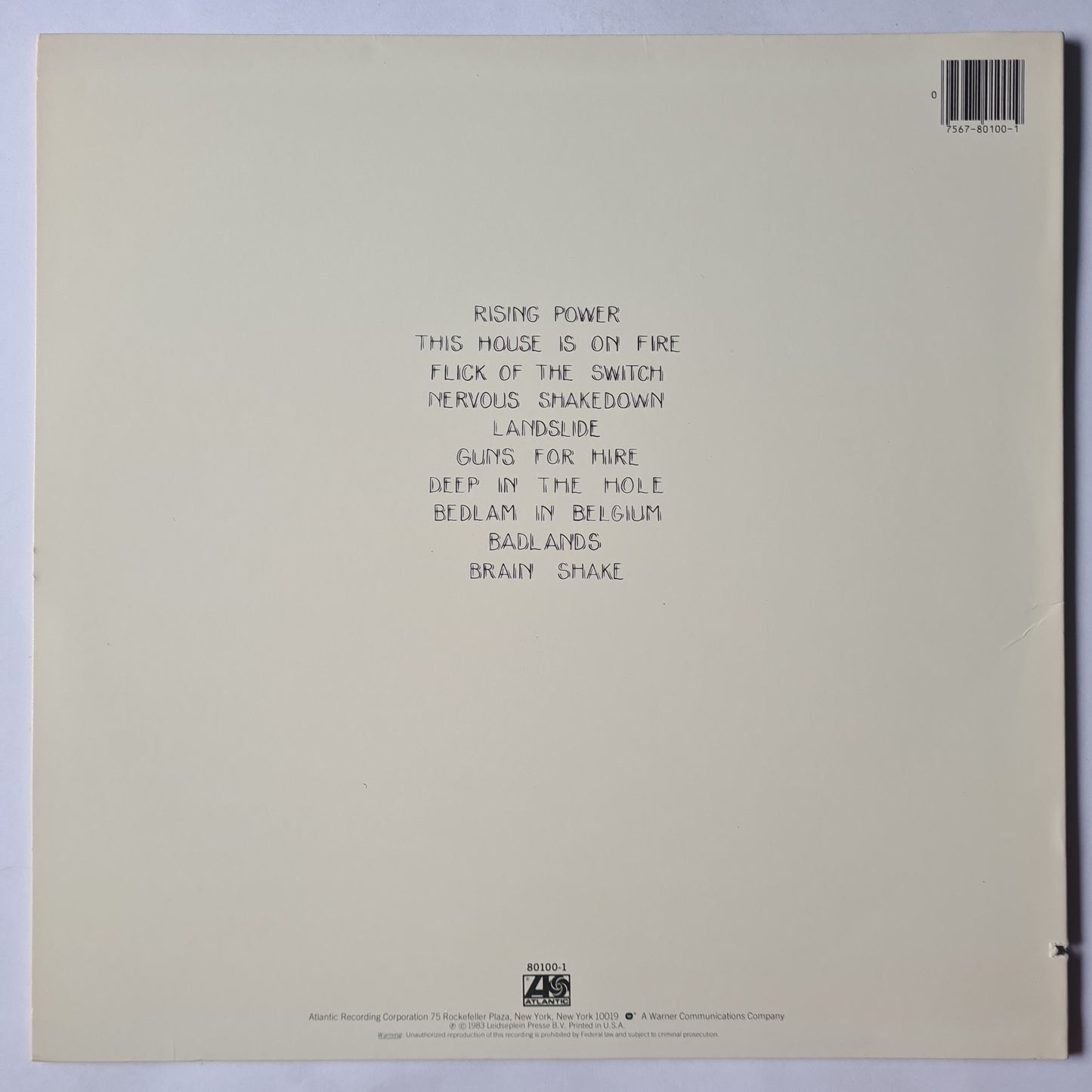 AC/DC – Flick Of The Switch - 1983 - Vinyl Record LP