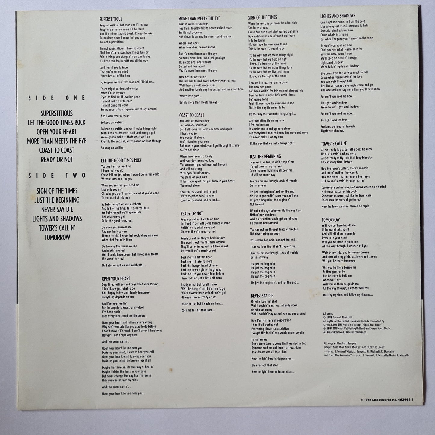 Europe – Out Of This World - 1988 - Vinyl Record LP - Sound Hound Records