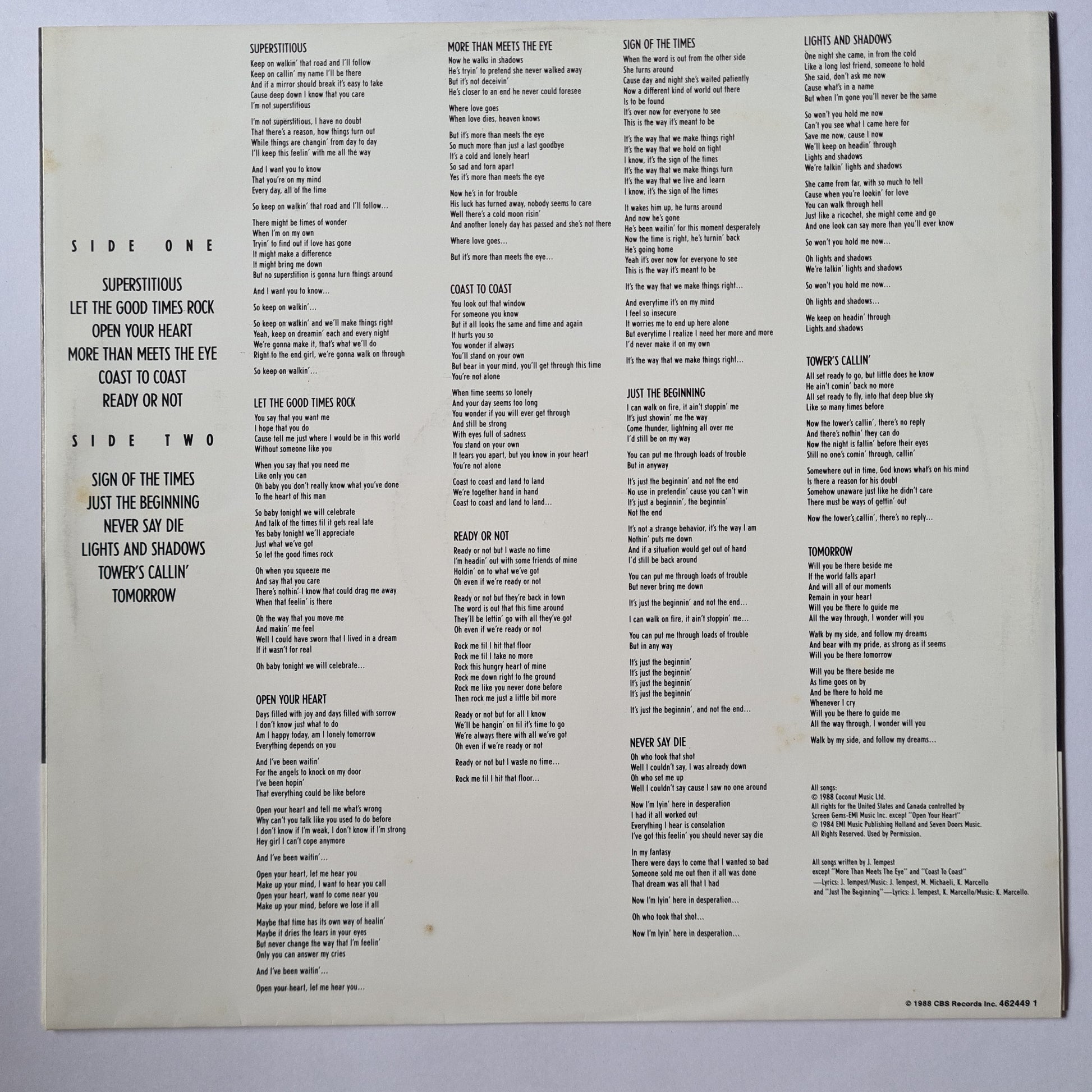 Europe – Out Of This World - 1988 - Vinyl Record LP - Sound Hound Records