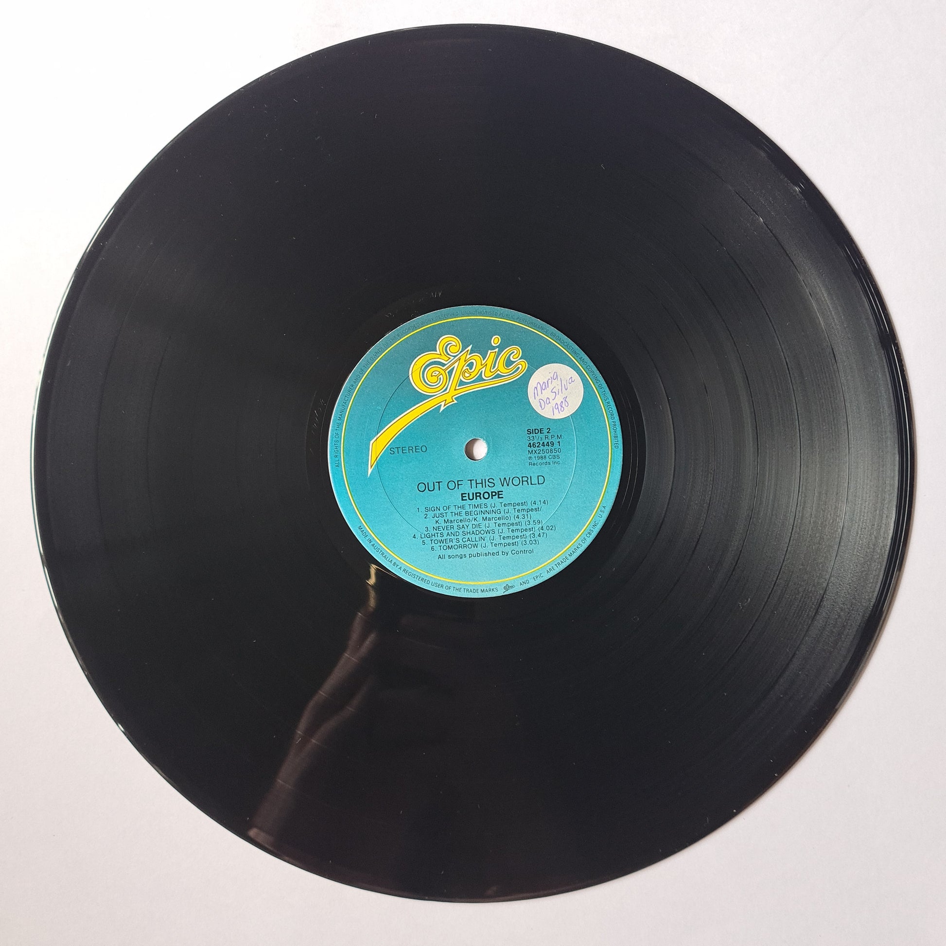 Europe – Out Of This World - 1988 - Vinyl Record LP - Sound Hound Records