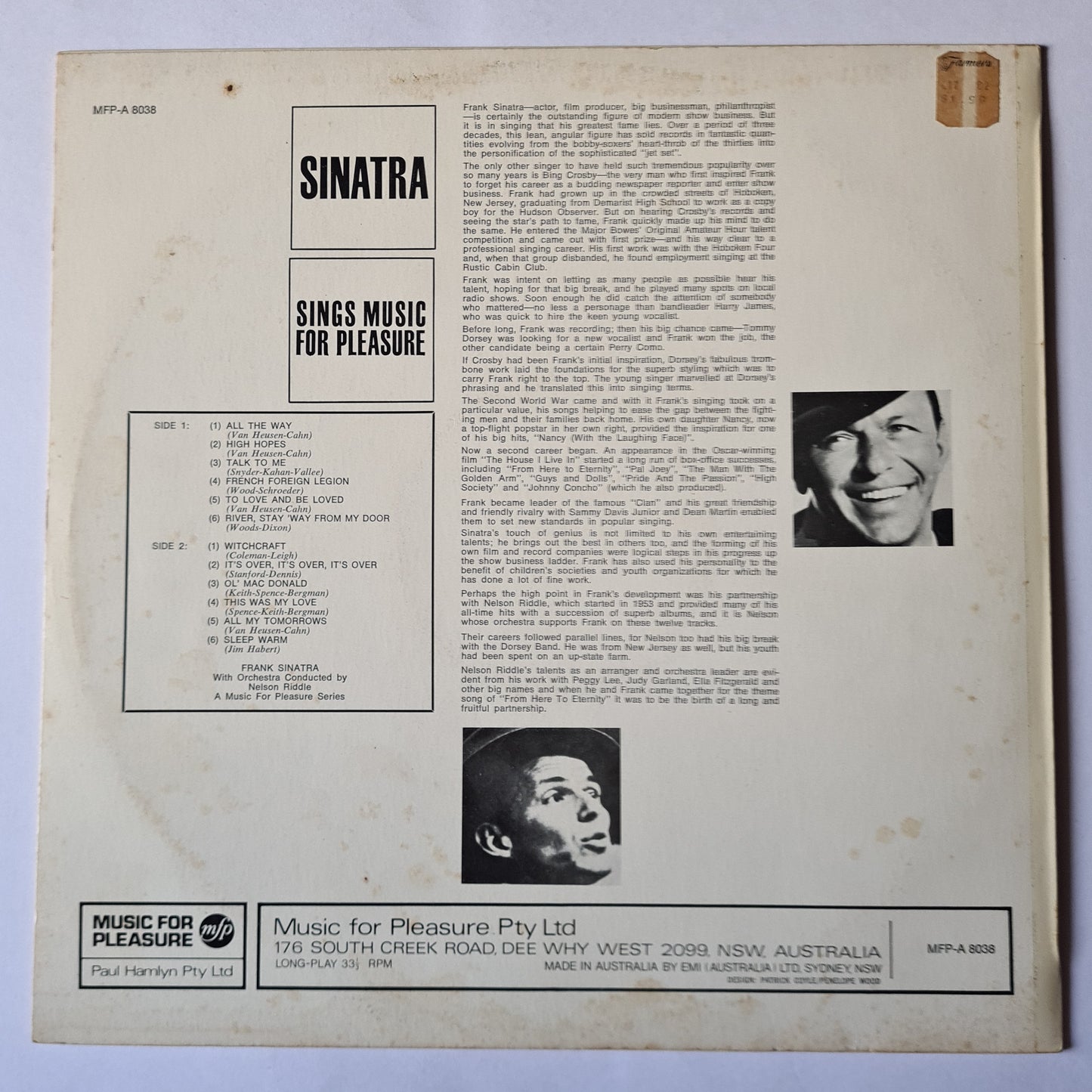 Frank Sinatra – Sings Music For Pleasure - Compilation - Vinyl Record LP - Sound Hound Records