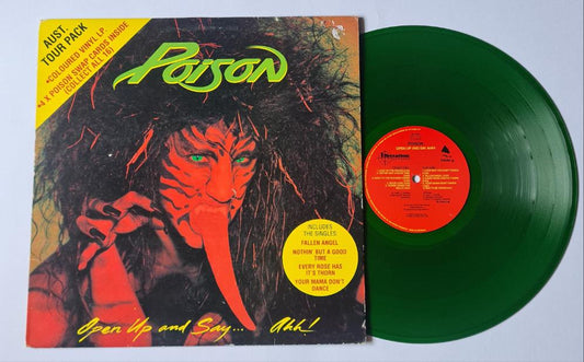 Poison – Open Up & Say... Ahh! - 1988 (Australian Tour Edition Transparent Green Vinyl) - Vinyl Record LP - Sound Hound Records