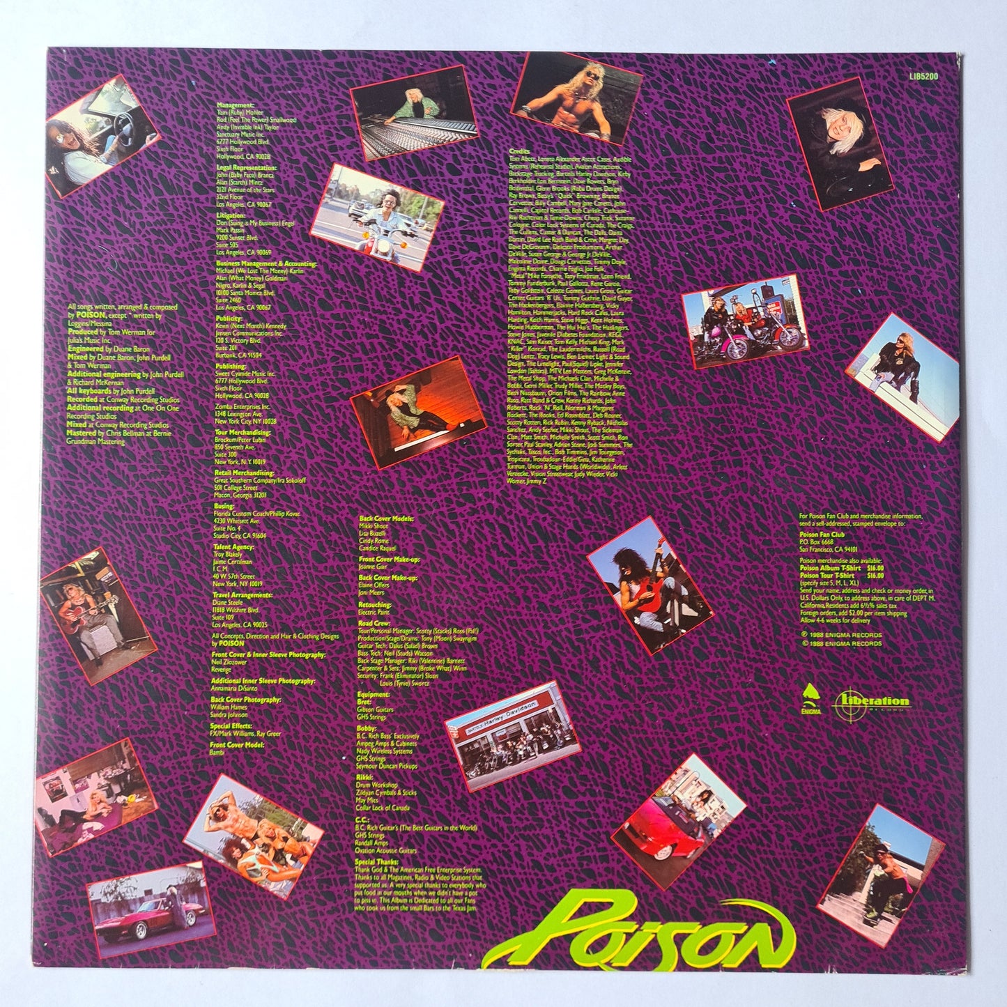 Poison – Open Up & Say... Ahh! - 1988 (Australian Tour Edition Transparent Green Vinyl) - Vinyl Record LP - Sound Hound Records