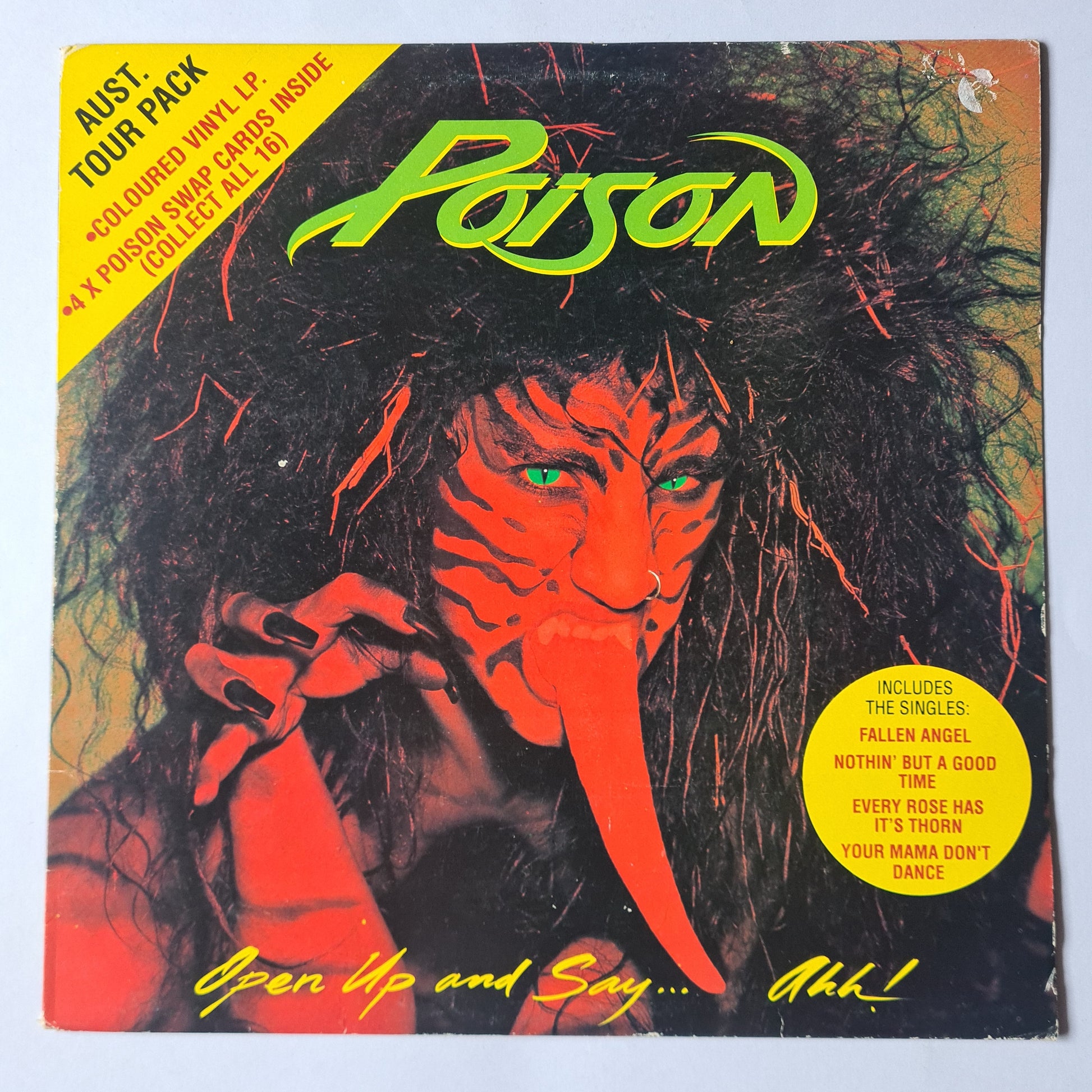 Poison – Open Up & Say... Ahh! - 1988 (Australian Tour Edition Transparent Green Vinyl) - Vinyl Record LP - Sound Hound Records